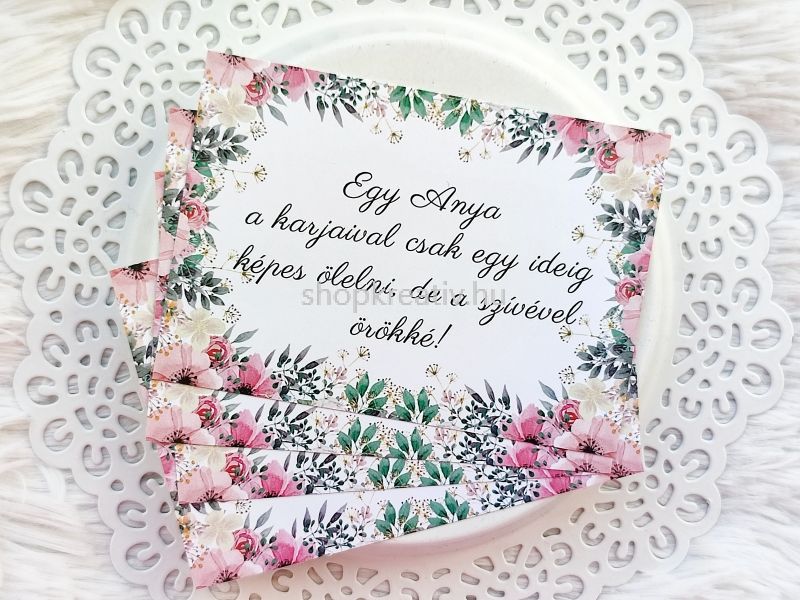 Pasztell virgos "Egy Anya..." kszerkrtya 10x7cm