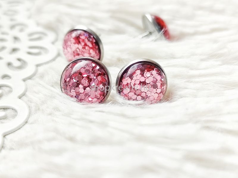 Rzsa glitter flbeval rozsdamentes acl alappal 12mm