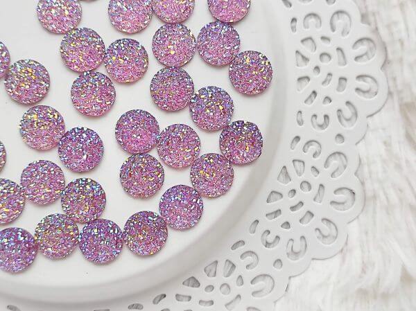  Lila AB csillogs manyag cabochon 12mm