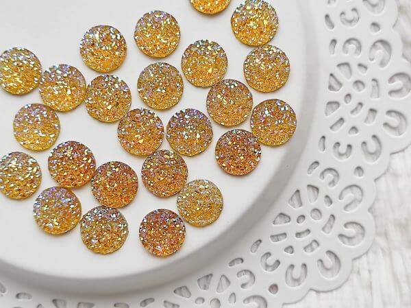  Srga AB csillogs manyag cabochon 12mm