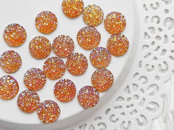  Narancs AB csillogs cabochon 12mm