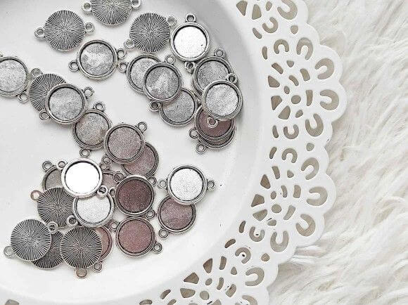  Ezst cabochon alap sszekt - 🎀 12mm