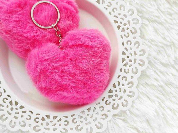  Pink pihe-puha szv szrme kulcstart