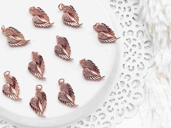  Rose gold cirknia dupla angyalszrny medl 22x13mm