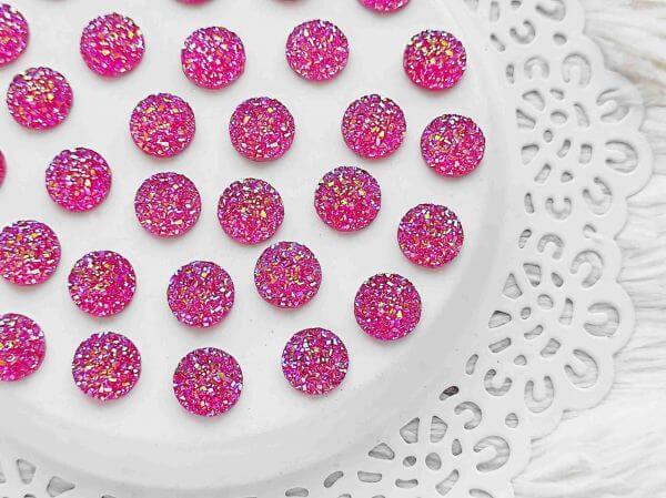  Pink csillog manyag cabochon 12mm