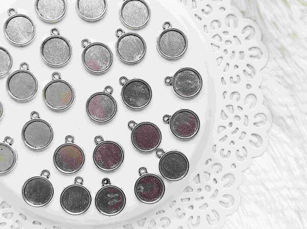  Ezst cabochon medl alap  - 🎀 12mm