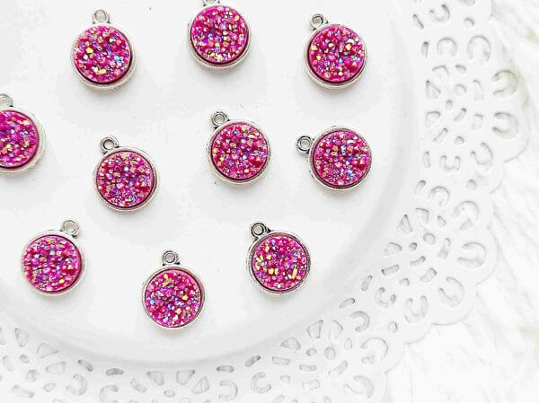  Magenta druzy csillog kr medl 12mm