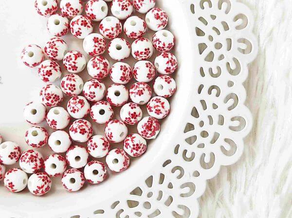  Piros virgos porcelngyngy 10mm