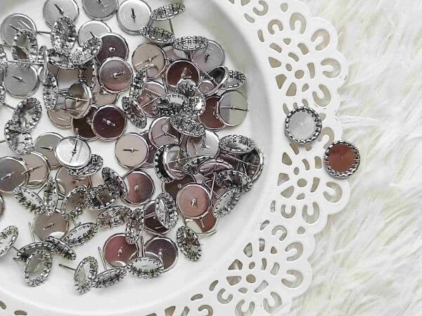  Rozsdamentes acl cabochon flbeval alap - 🎀 9.5-10 mm(2pr/csom.)