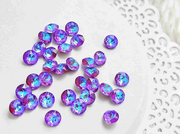  Kk-lila rivoli cabochon kpos htlappal 8mm