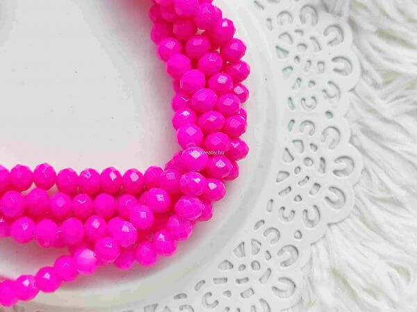  Telt pink gyngyhz csiszolt fnk veggyngy 8mm (10db/csomag)