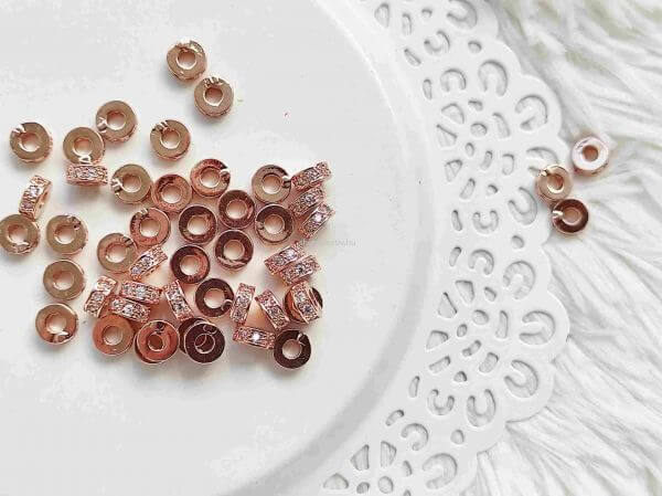  Rose gold cirknia strasszos korong kztes 7x3mm