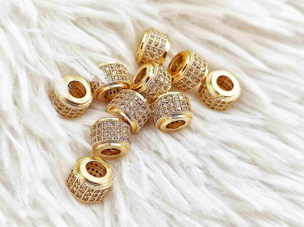  Arany cirknia strasszos henger kztes gyngy 9x6mm
