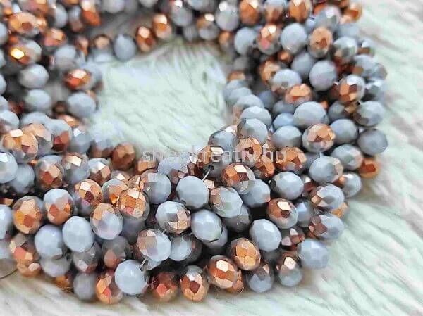  Rose gold-szrke csiszolt fnk veggyngy 8mm (20db/csomag)
