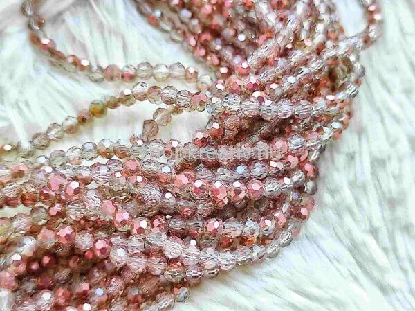  Rose gold-ttetsz csiszolt gmb veggyngy 4mm (30db/csomag)