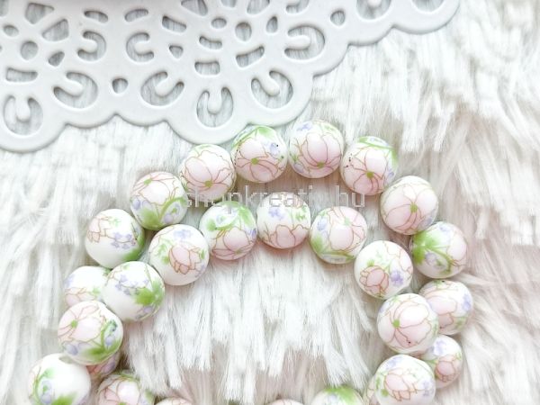  Pasztell virg mints porcelngyngy 10mm