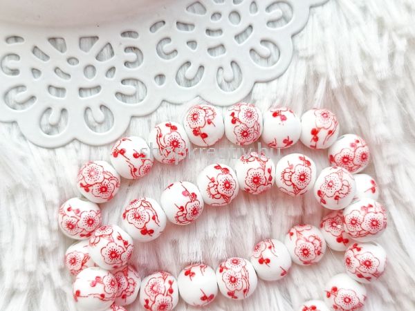  Piros rvcska mints porcelngyngy 10mm