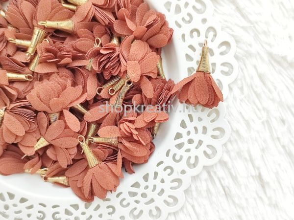  Barna organza virg bojt arany cscsos kupakkal kb. 4cm