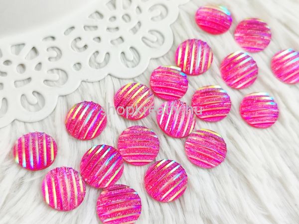  Pink cskos csillog manyag cabochon 12mm