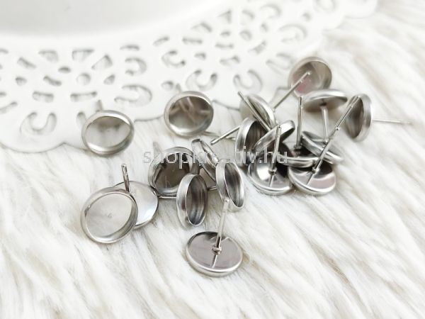  Rozsdamentes acl cabochon flbeval alap - 🎀 10mm (2 pr/csom.)