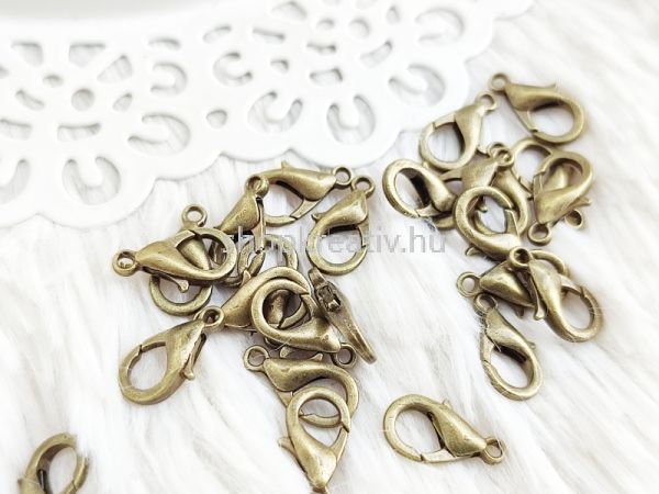 Antik bronz delfinkapocs 14mm lom mentes