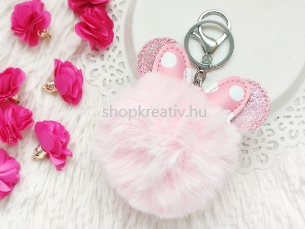 Rzsaszn csillog mesefigura egrks szrme kulcstart + karabiner