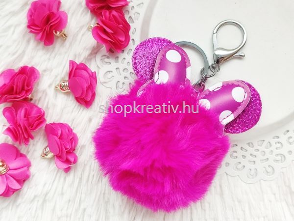  Pink csillog mesefigura egrks szrme kulcstart + karabiner