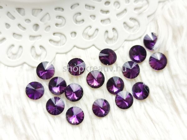  Ametiszt szn rivoli cabochon kpos htlappal 8mm