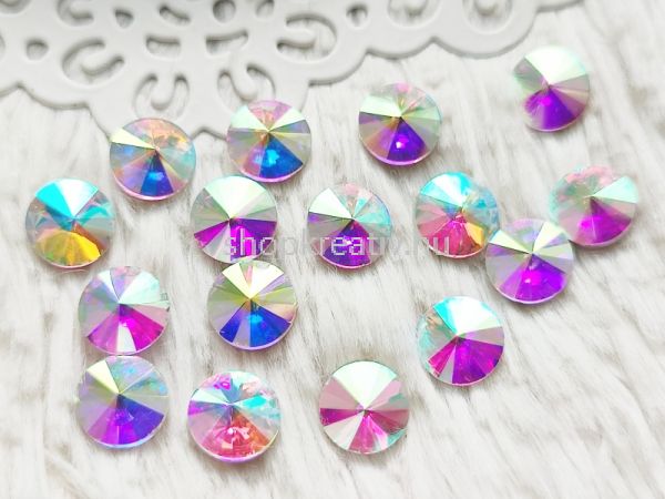  Kristly AB rivoli cabochon kpos htlappal - 🎀 10mm